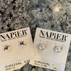 Napier Surgical Steel Earrings. 2Sets